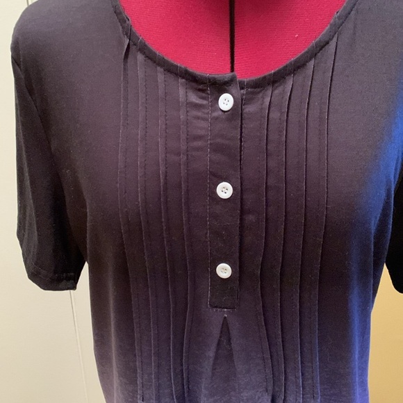 Women Gradient Printed V Neck Short Sleeve T Shirts Button Pullover - Picture 2 of 8